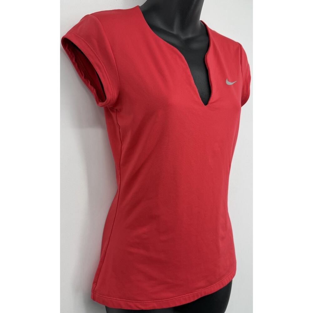 Nike Womens Hot Pink Dri Fit Split Neck Active Top Small Y2K Yoga 2000s Bright - Picture 4 of 10